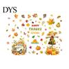 Holiday Party Supplies 4 Sheets Autumn Harvest Static Window Stickers, Maple Leaves Pumpkins Scarecrow Pickup Truck Reusable Glass Stickers