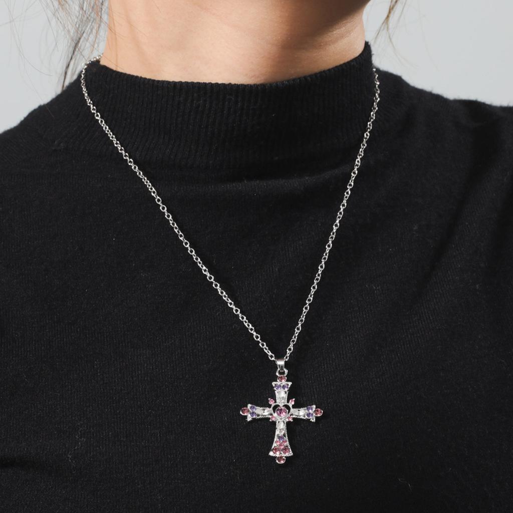 Bohemian Crystal Diamond Colorful Cross Pendant For Girls' Collarbone Necklace Accessories
