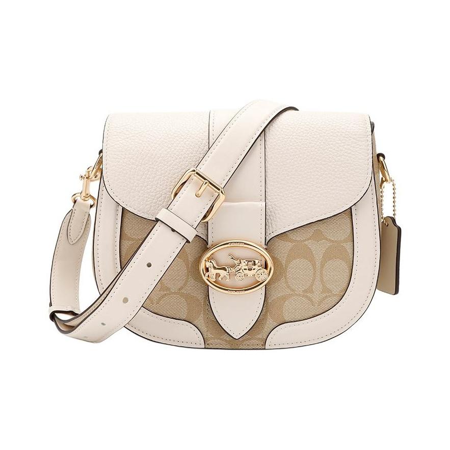 Coach C2806 Georgie Saddle Bag Signature Canvas Light Khaki Chalk IMDQC Basic Set (Bag+Dust Bag)