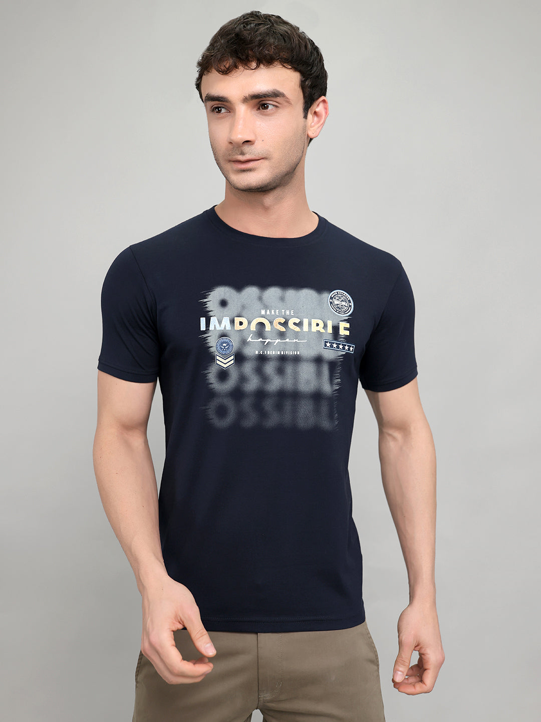 Monte Carlo Men Regular Fit Navy Blue Tshirt M темно-синий