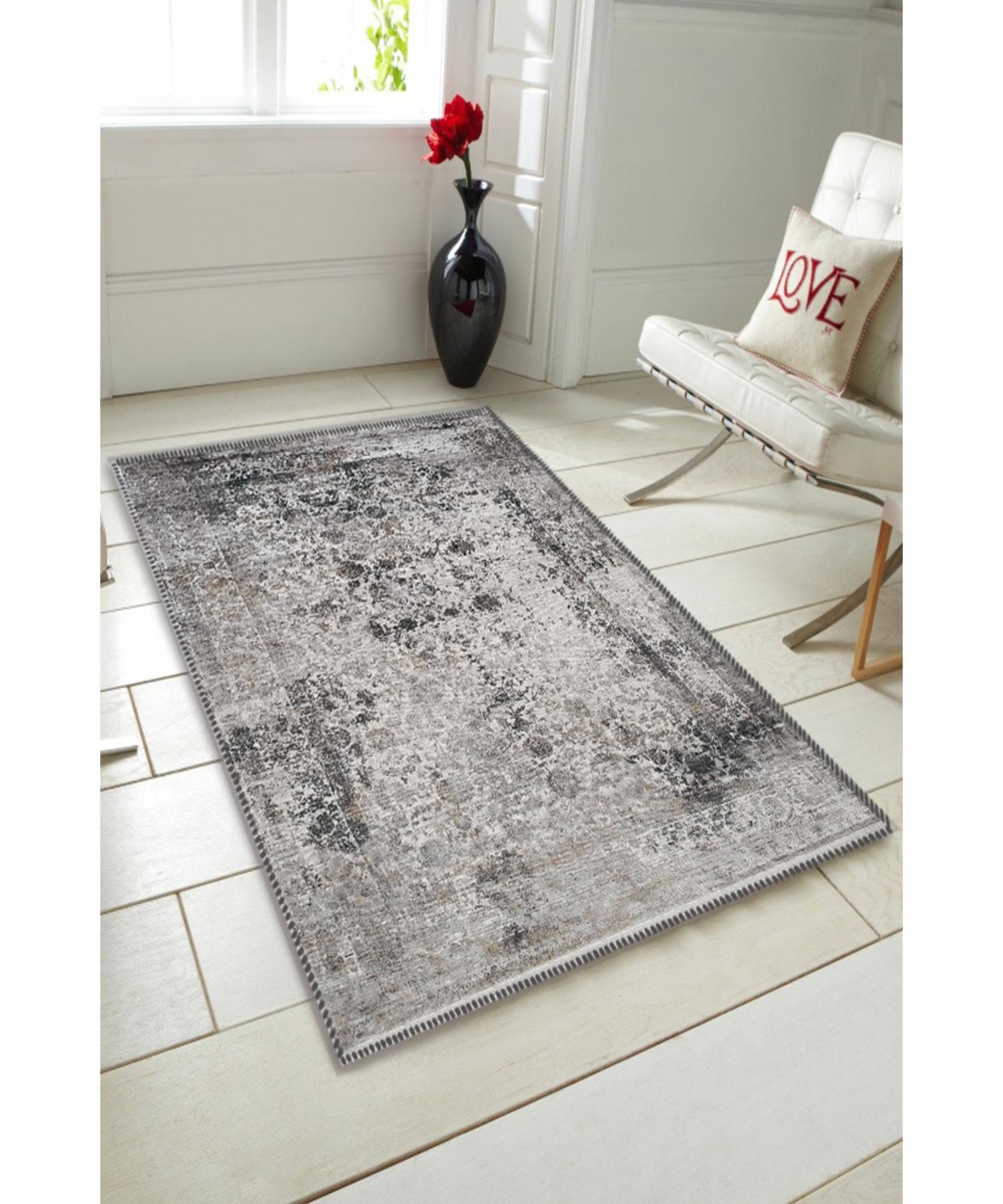 

Серый современный декоративный ковер с классическим узором Carnival Argaç Seri Soren