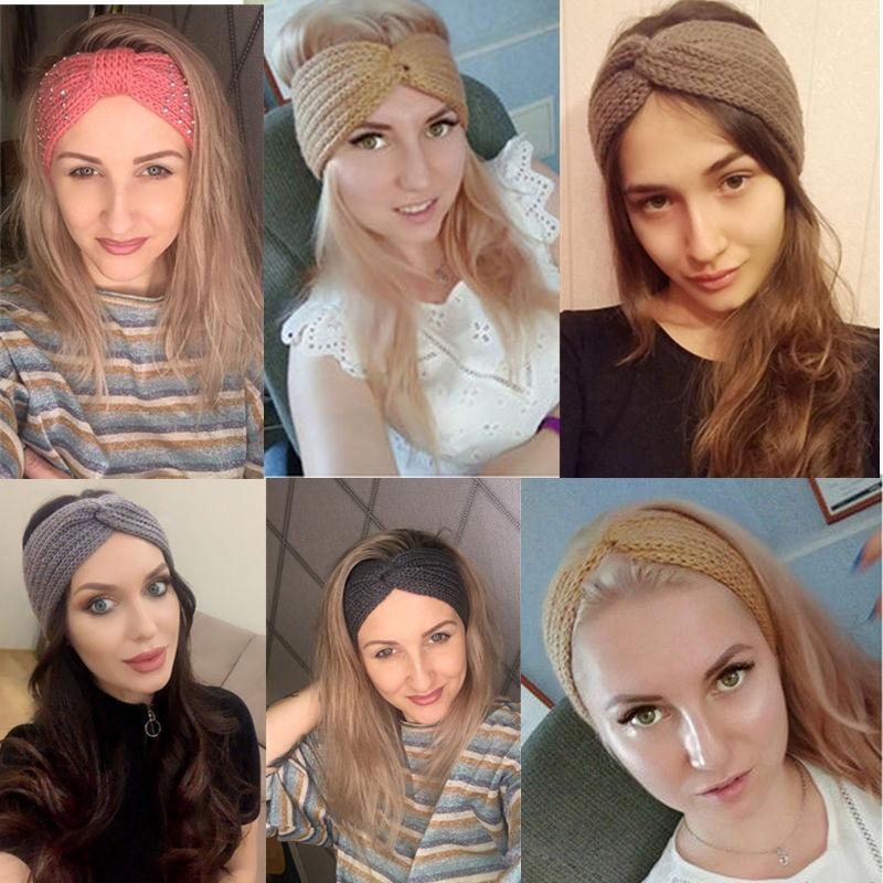 Bandeau Tressé Nœud Tête Croisée pour Femmes Automne Hiver Filles Accessoires Cheveux Couvre-chef Bandeau Élastique Accessoires Cheveux