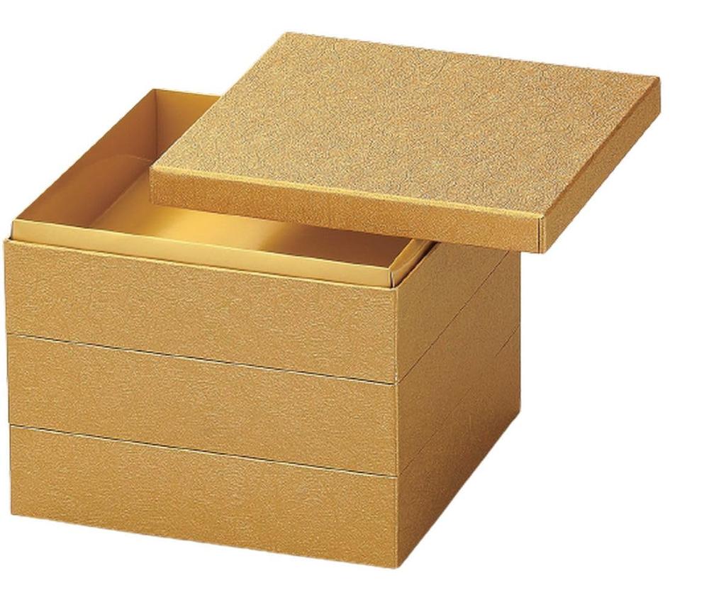 Recreational Bento Box Made in Japan 3 Tiers 7 Dimensions Japanese Paper Kinunryu x x J-kitchens (Bento Box) 22.0cm 22.0cm 17.6cm