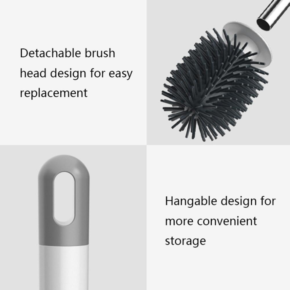 Soft Silicone Toilet Brush with Holder Long Handle Cleaning Brush No Dead Angle for Bathroom