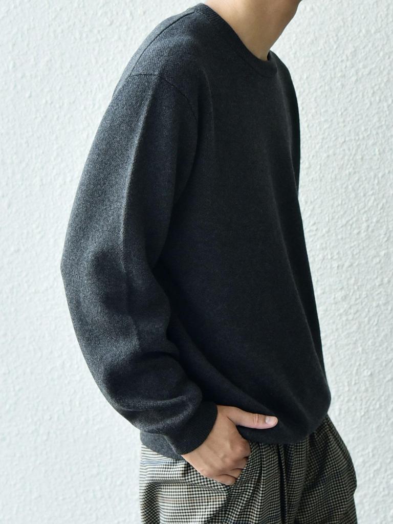 SHIPS Any Knit, Handwashable, Cotton Cashmere Sweat-Like Knit, 2024FW, Men's, 716040015, Dark Gray, Size XL