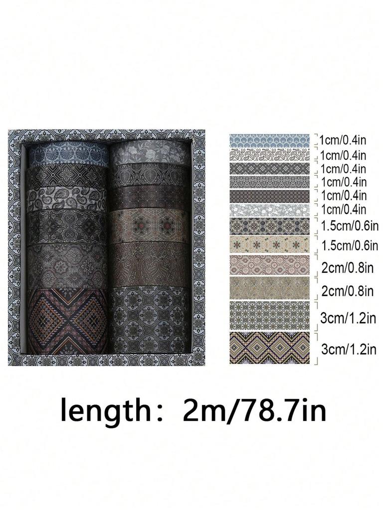 12 rolls/box Retro Landscape Washi Tape Creative Floral Mountain Crane Design Sticker Rolls Scrapbook Gift Wrapping
