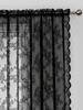 1pc Rose Pattern Single Panel Sheer Curtain, Black Embroidered Lace Curtains for Home Decor
