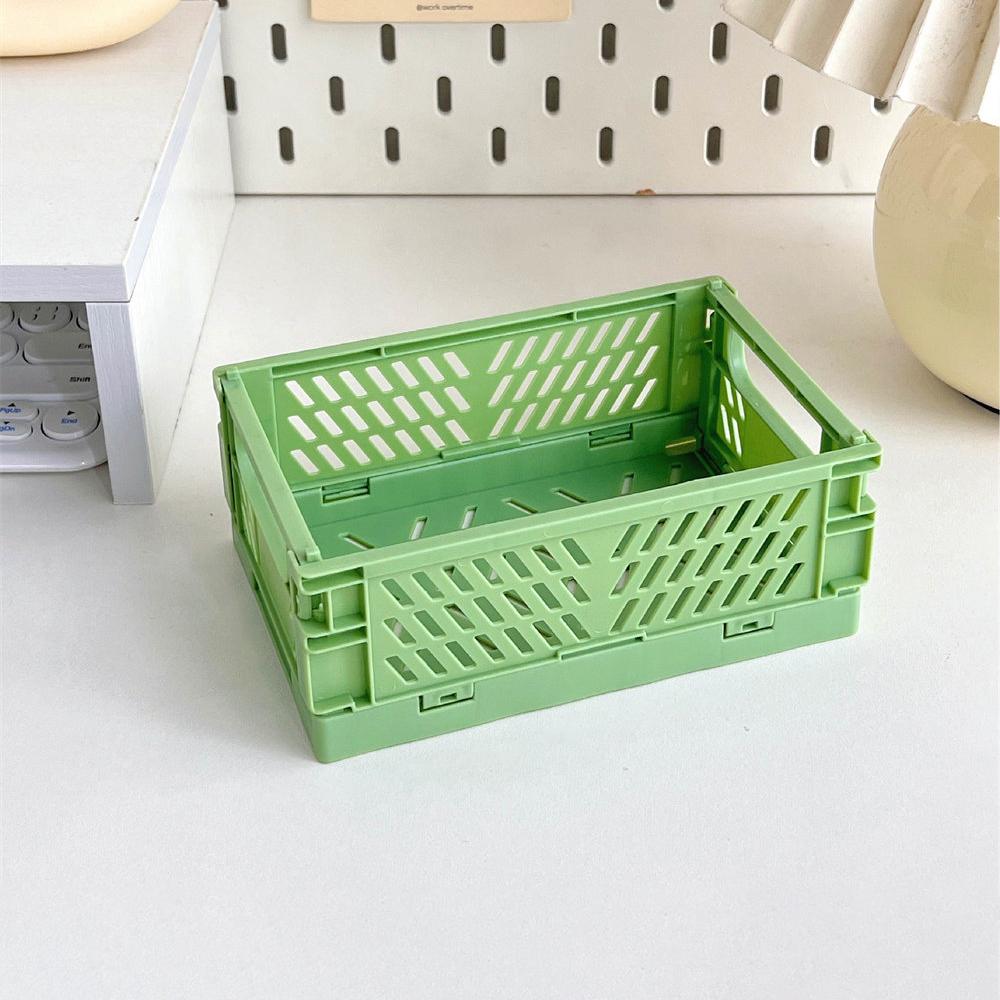 

1pc/4pcs Collapsible Plastic Desk Organizer – Mini Foldable Storage Basket for Stationery, Washi Tape, Office Supplies зелёный
