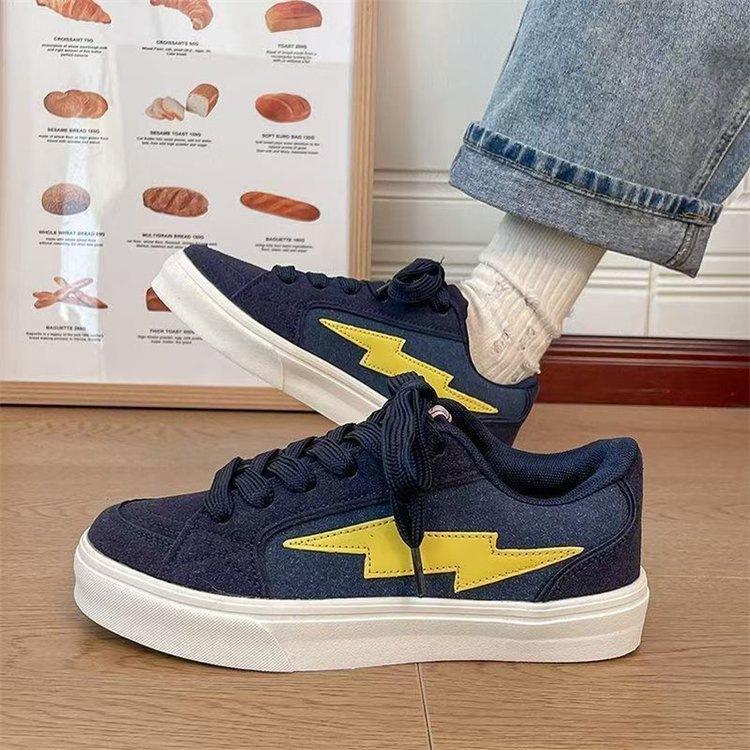 Thick baseplate shoes spring new leisure sports student lightning retro bread shoes