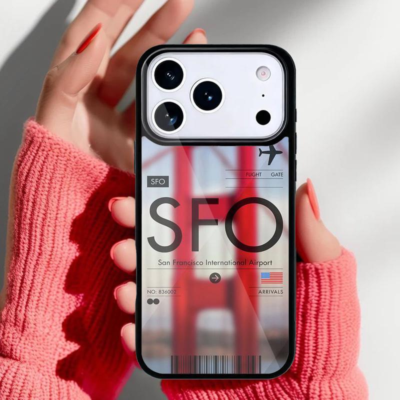 Funny Airport Code Phone Case for iPhone 17 16 15 14 13 Pro Max Back Cover for 12 11 Pro Coque