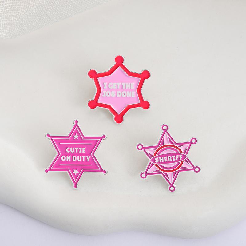 Cutie On Duty Enamel Pins Pink Shriff I Got The Job Done Brooches Lapel Badges Cowboy Game Jewelry Gift for Friends
