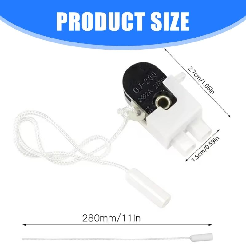 Multipurpose Pull Chain Switches Set Convenient for Lamp Fixtures Portable Designs Sturdy Plastic Construction 2A