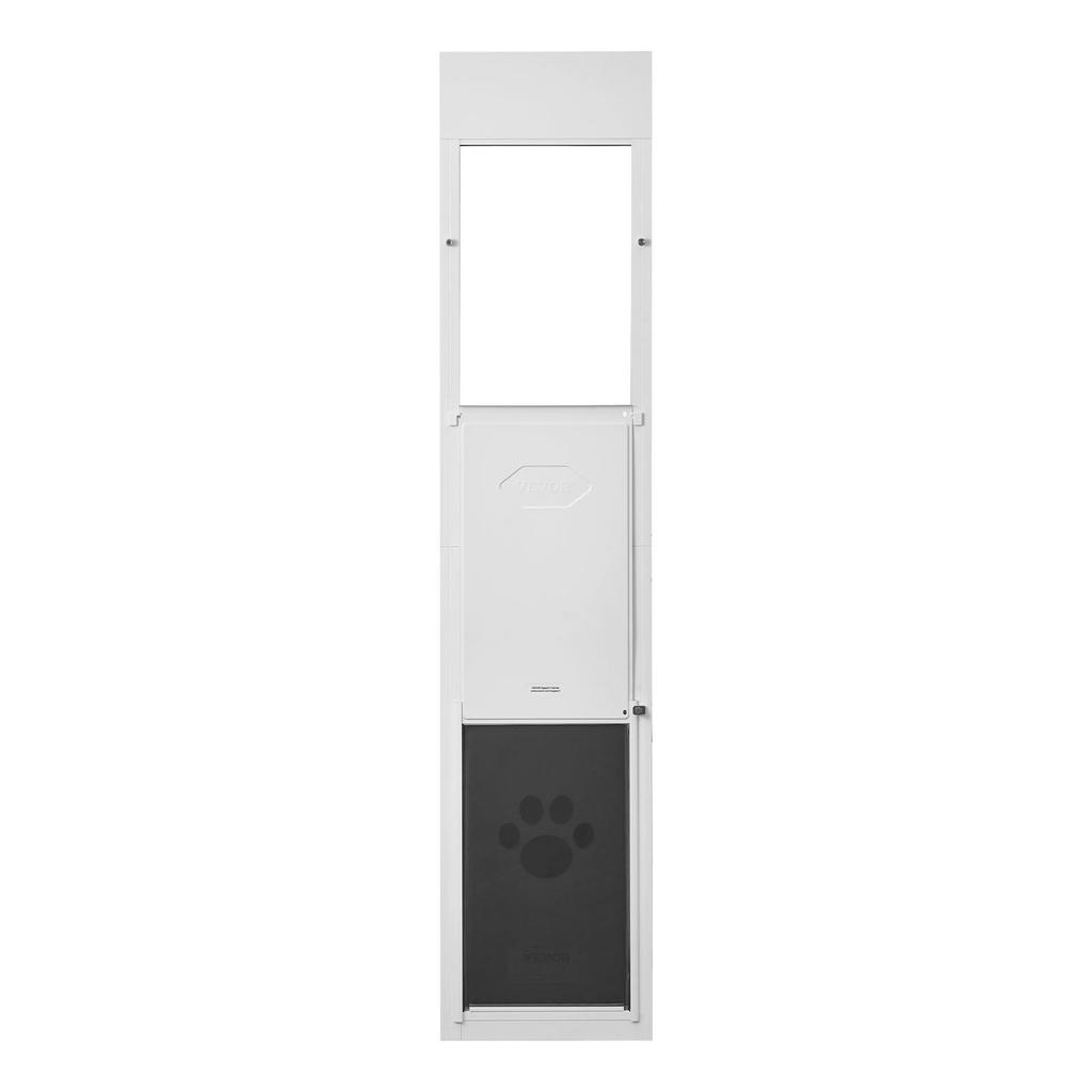 Dog Door for Sliding Glass Door, 1927 Mm To 2049 Mm Adjustable Height, Aluminum Alloy Frame with 3-Layer Flap and Rotating Hinge, for Extra