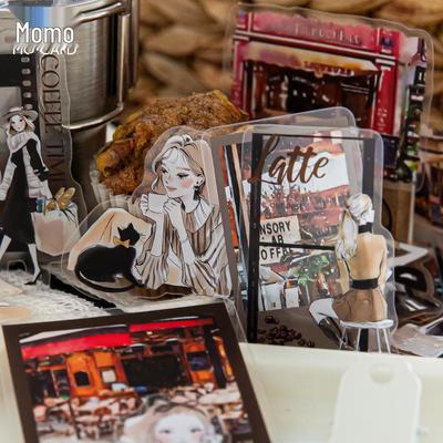 Pack d'autocollants à encre blanche MòMò PET: Série Rencontre Romantique - Kit de Collage DIY pour Journal (6 types)