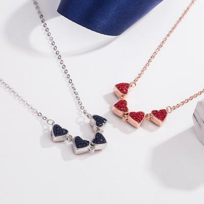 Korean Style Fashion Double-sided Four-leaf Clover Necklace for Women's Heart Pendant with Two-wear Collarbone Chain
