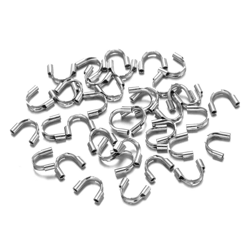 50Pcs Stainless Steel Gold Wire Protectors Wire Guard Guardian Protectors Loops U Shape Clasps Connector for DIY Jewelry Making