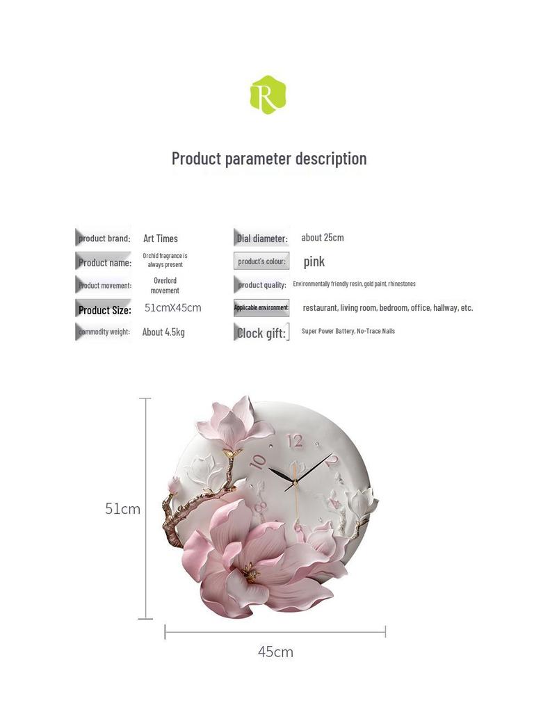 Minimalist Floral Hand-Painted Wall Clock