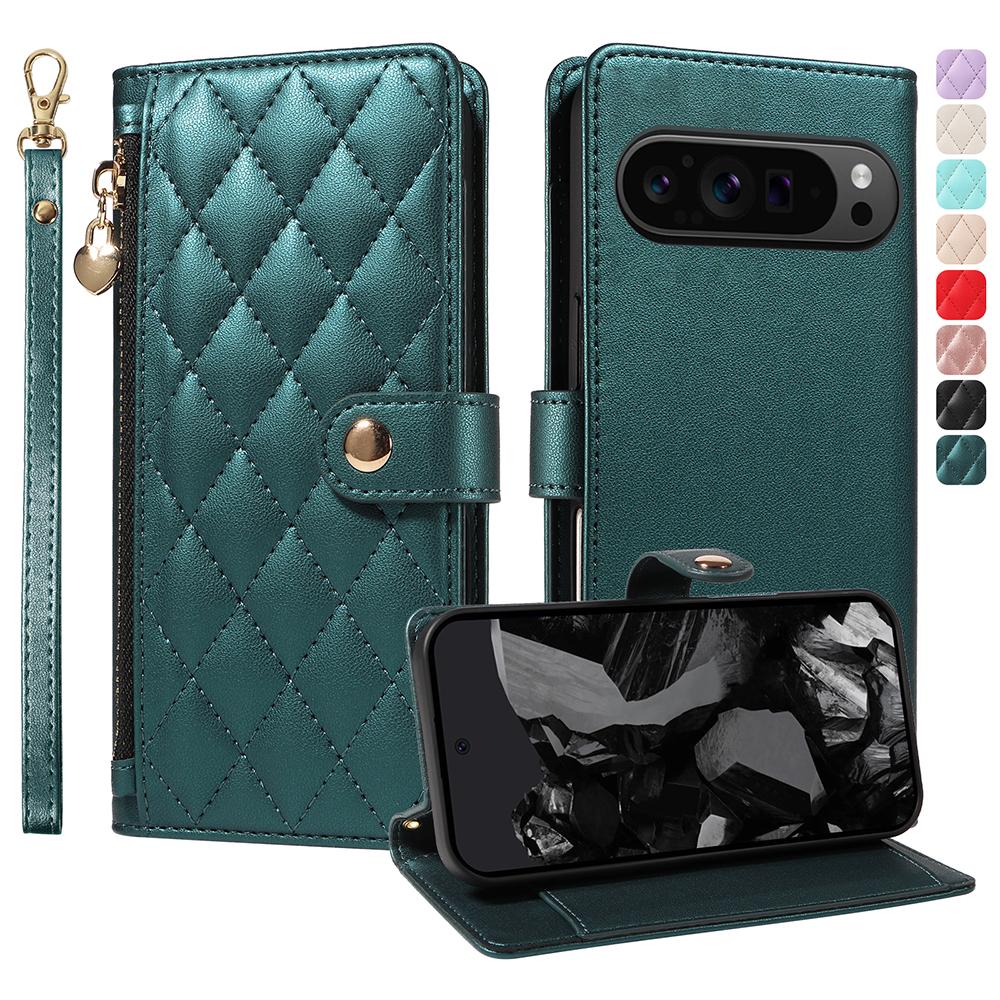 Crossbody Strap Case For Google Pixel 10 9 Pro XL 8 7 Multi-Card Slot Wallet Phone Cover Pixel 9A 8A 7A 6A Zipper Handbag Purse