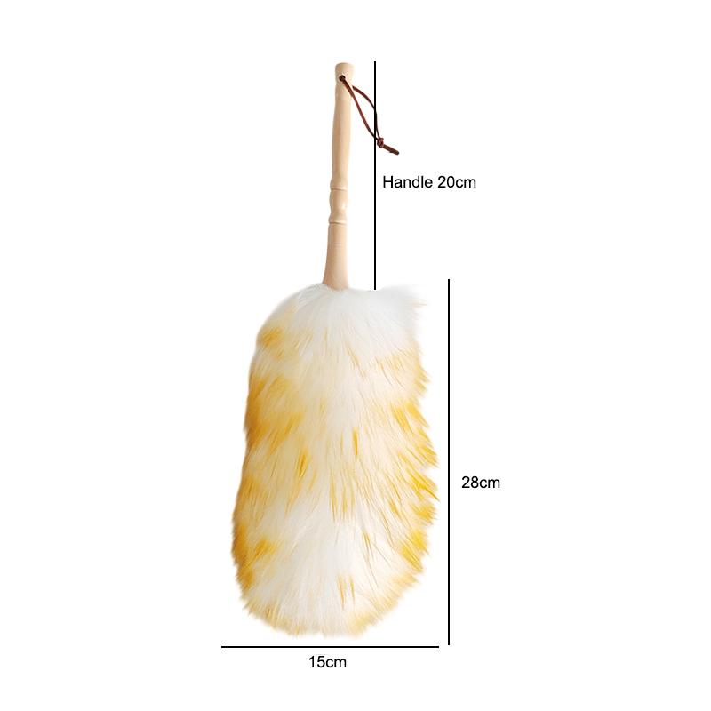 Scalable Wool Dust Collector Wood Handle Soft Wool Brush Anti Static Lightweight Washable For Home Car Cleaning Gentle Multi Sur