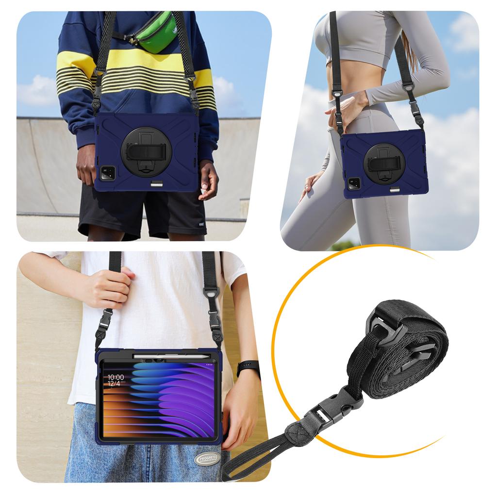 For Xiaomi Pad 8 Pro/Pad 8/Pad 7 Pro/Pad 7 Kickstand Case TPU PC Silicone Tablet Cover with Shoulder Strap
