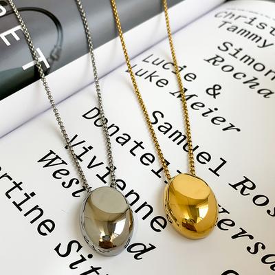 European and American Fashion Oval Pendant Stainless Steel Long Necklace For Women's Sweater Chain Colorless Jewelry Accessories CDN