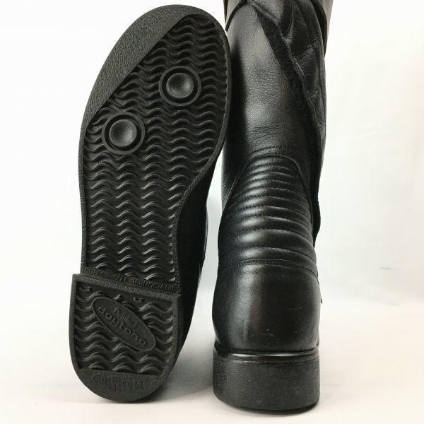 Frey Daytona German Made Vintage Leather Motorcycle Boots Black Size 38 / 24.0cm Back Zip(USED)