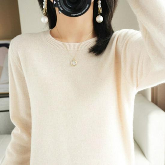 

Women s Round Neck Long Sleeve Knit Sweater - Loose Fit Plus Size - Autumn/Winter Small