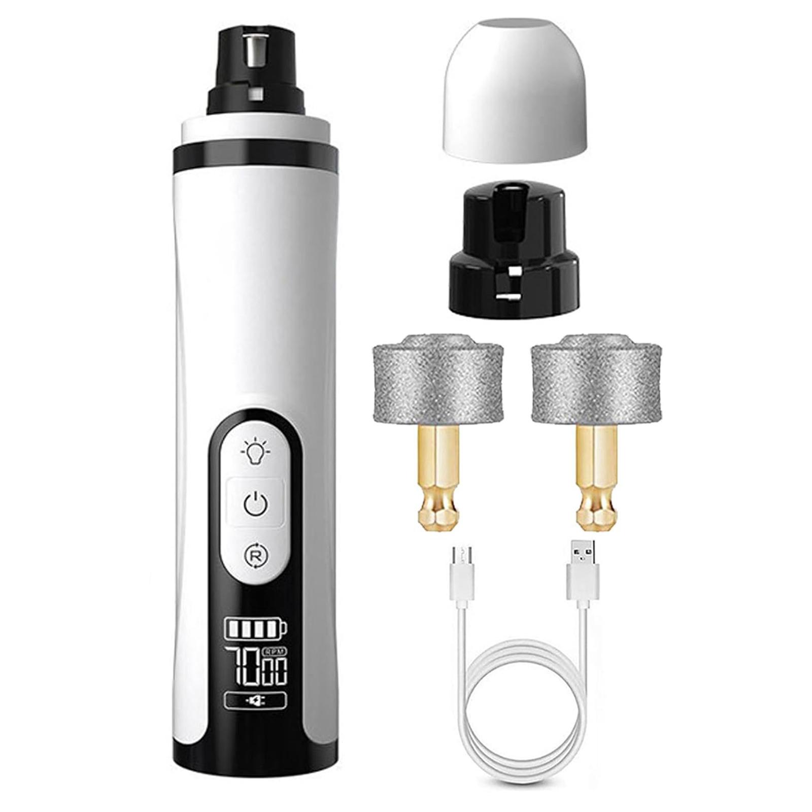 Electric Nail Grinder with LED Light & 2 Grinding Heads Electric Pet Nail Trimmer Electric Pet Nail Polisher for Cats and Dogs
