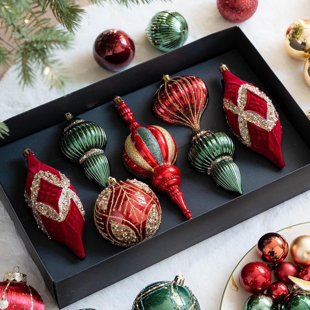 New Berry Red Lotus Leaf Green Christmas Balls for Christmas Decorations - Christmas Tree Hangers for Arrangement