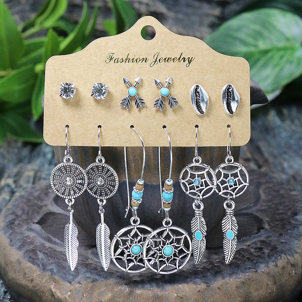 36 Pair Earrings Stud Combination Set for Women Geometric Boho Zircon  Comfortable To Wear Lightweight Gifts for Family/Friends