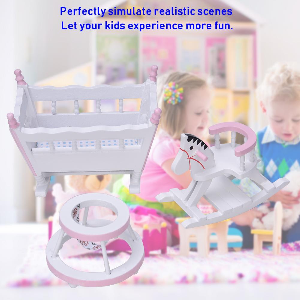 1:12 Doll House Accessories   Furniture     Wooden Horse Stroller Set