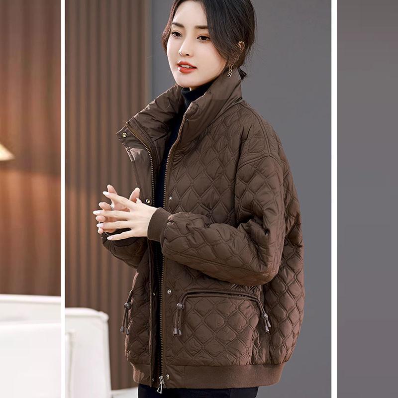 Cappotto Corto in Cotone Imbottito di Piumino Taglie Forti Stile Europeo di Alta Gamma per Donna, Autunno Inverno Casual Caldo