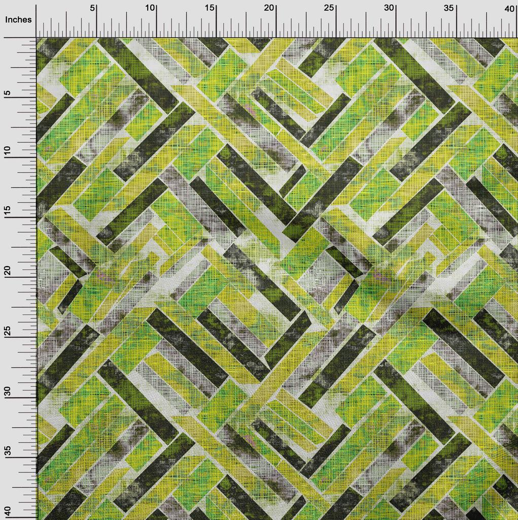 oneOone Cotton Flex Light Green Fabric Stripes Sewing Material Print Fabric By The Yard 40 Inch