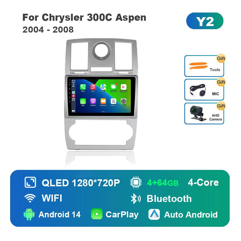 Navigation GPS 4G for Chrysler 300C Aspen 2004 - 2008 BT Touch Screen WiFi Android 14 System Car Video Multimedia Player