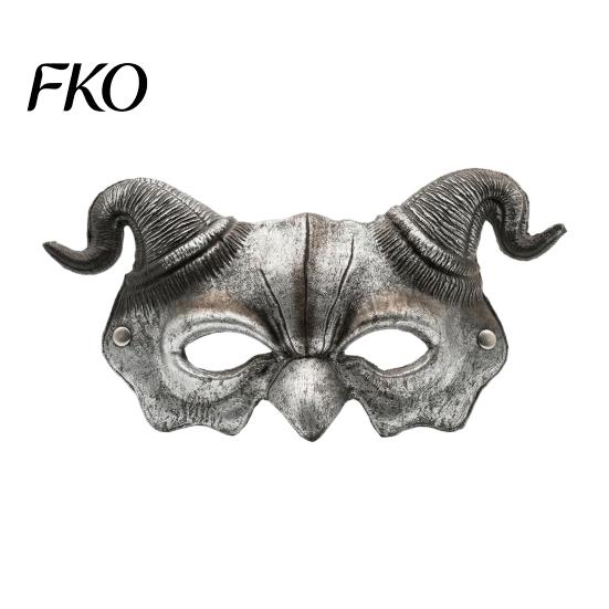 Gothic Demon Mask Halloween Ram Horn Mask, Horror Devil Half Face Lightweight Masquerade for Cosplay Costume Party