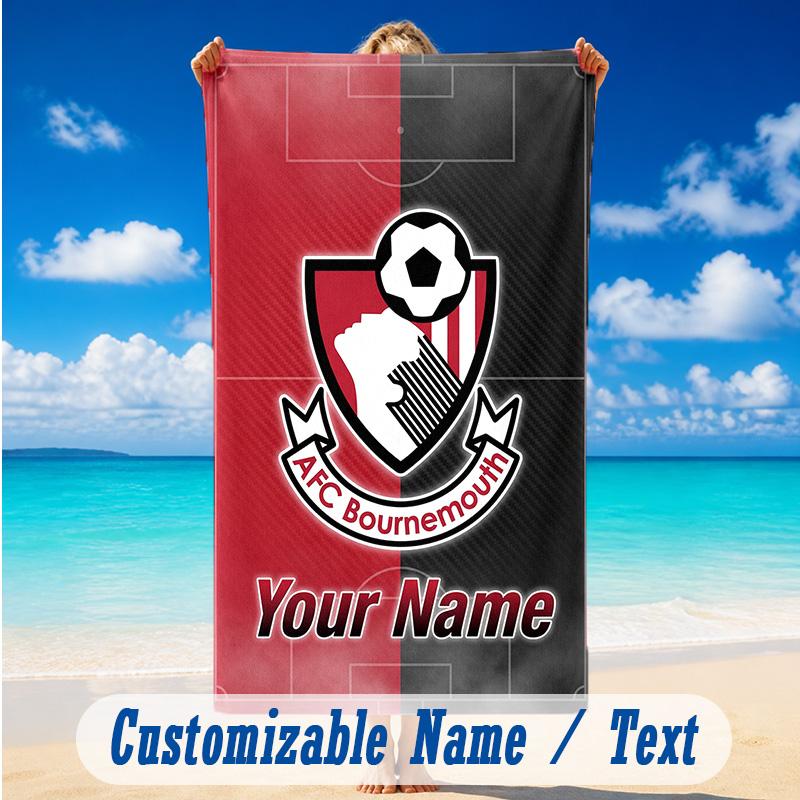 Beach Towel Custom Name Text, Quick Dry Large Towel For Beach HomeBournemouth Football