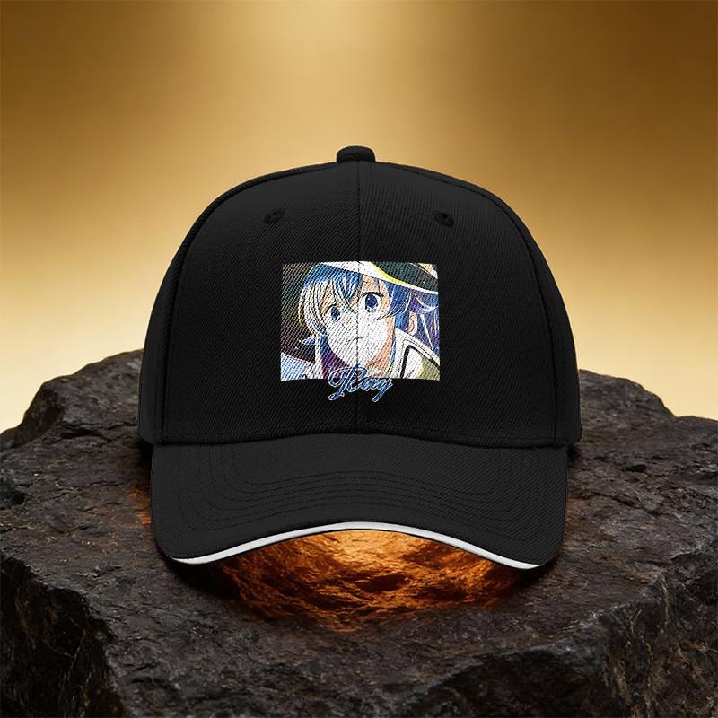 Anime Female Character Hat, Unisex Printed Baseball Cap Sandwich Brim Snapback Sports Cap, Suitable for Daily Commuting