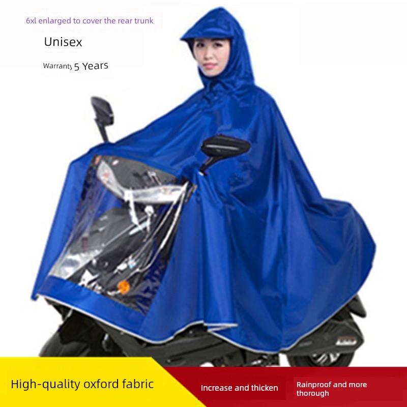 Raincoat for Electric Scooter, Single-Person Motorcycle Rain Poncho, Transparent Double Face Shield, Oxford Fabric, Adult Riding, Unisex, Enlarged