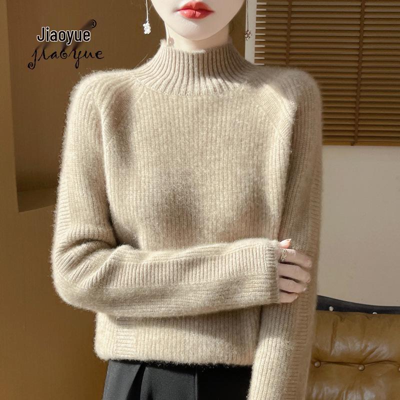 

Wool Turtleneck Ribbed Knit Loose Pullover Sweater L