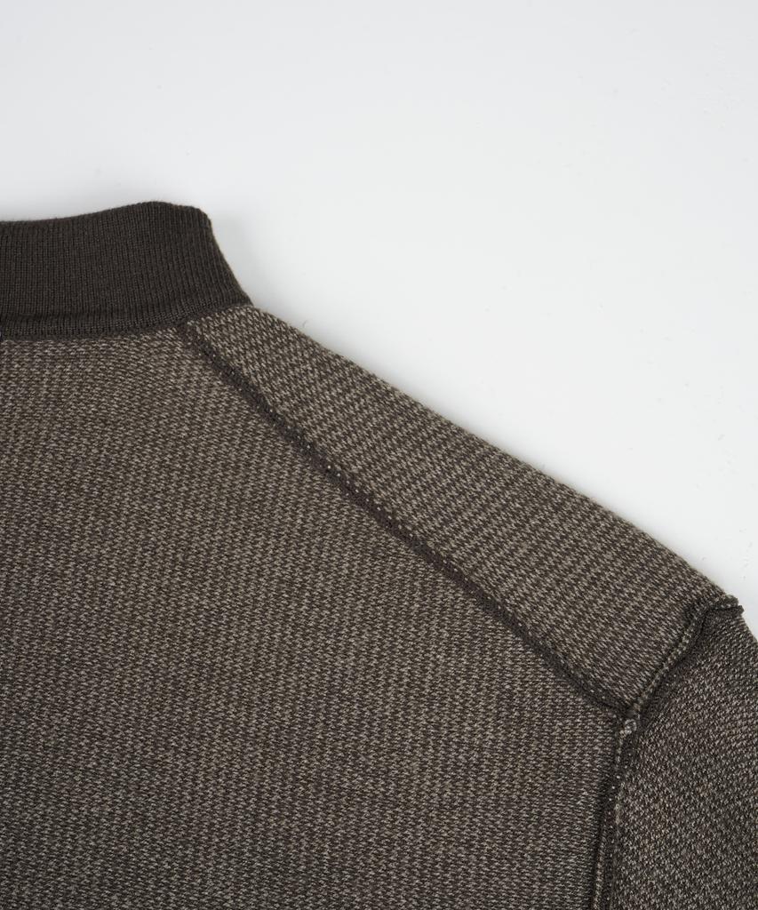 BIRBANTE Soft Washable Two-Tone Collared Knit - Brown