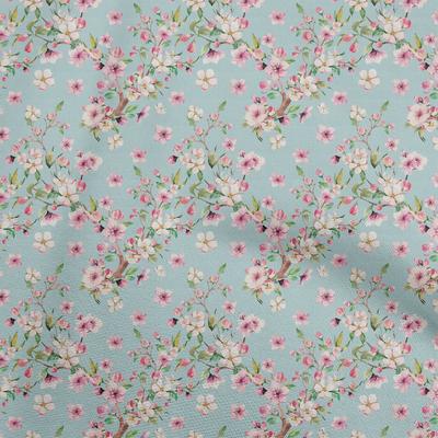 Cotton Flex Grayish Blue Fabric Watercolor Floral Sewing Craft Projects Fabric Prints By Yard 40 Inch
