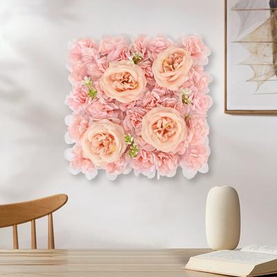 Wall Backdrop Silk Flower Artificial Flower Wall Panel Floral Backdrop Decoration Rose Wall for Shower Wedding Anniversary Birthday Party 40x40cm