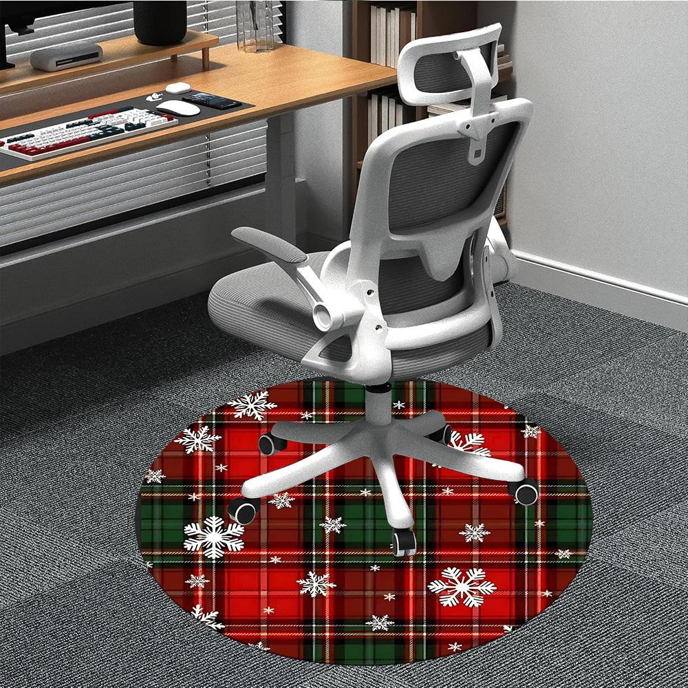 

1pc Plaid Snowflake Pattern Chair Carpet for Office, Soft, Non-Slip Polyester Mat, Office, Living Room, Bedroom, Durable Polyester yy251207114 80cm by 80cm