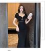 Celebrity evening dress split-ended long dress low-cut sexy dress advanced sense slim and thin