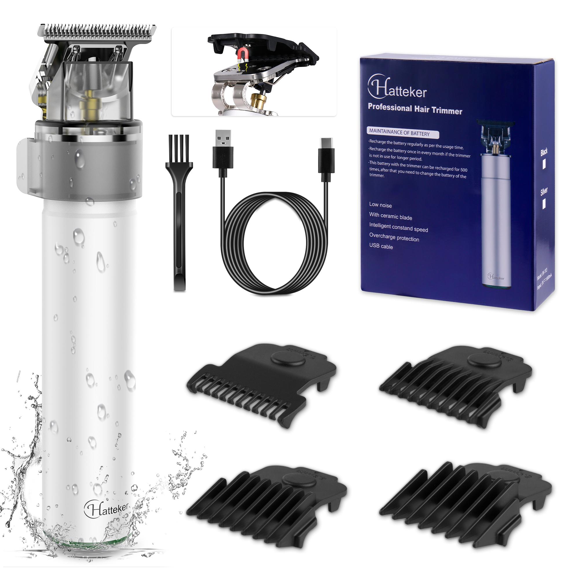 

Машинки для стрижки волос HATTEKER для мужчин, триммер с Т-образным лезвием, триммер для лысых волос, бритва для бороды с нулевыми зазорами, бритва для бороды белый