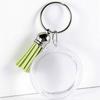 Lot de 50 Porte-clés Cadre Photo Acrylique avec Pompons Fermeture par Pression Insertion Photo Transparent Vide Porte-clés Rond 50 Pièces
