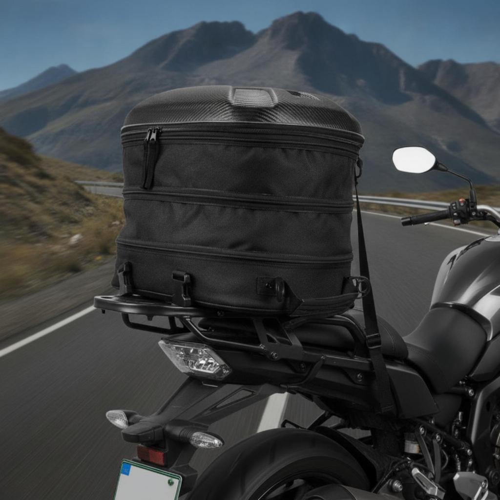 Motorcycle Tail Bag Rigid-Shell Luggage Portable for Road Trips