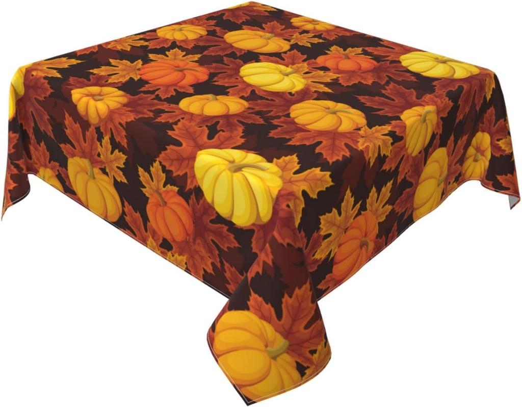 Autumn Pumpkin Waterproof Tablecloth Holiday Wedding Party Decor Fall Thanksgiving Maple Leaf Table Cover For Dining Table Decor