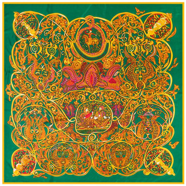 

Бандана 130см Роскошный бренд Принтованный шелковый платок Женский твиловый Лошадь Большие квадратные платки Для дам Шаль 130x130CM