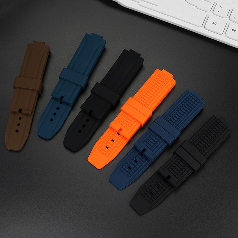 Gummi-Uhrenarmband für Tissot PRX Serie Super Player T137.410 Armband Sport Wasserdicht Silikon Weiches Armband Schwarz Blau 24x12mm